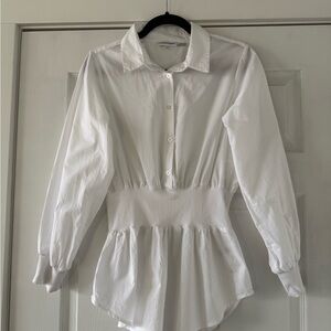CALVIN KLEIN Ribbed-Waist Longline Shirt. Size S